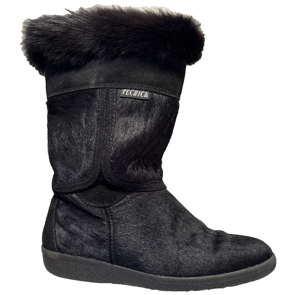 Tecnica Goat Fur Winter Boots Black Womens Sz EU 39 / US 8.5 Made in Italy